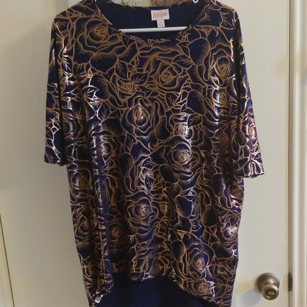 Lularoe Small Elegant Blue /Rose Gold Irma